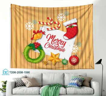 Tranh Vải Treo Tường Trang Trí Noel Merry Christmas Mẫu 1