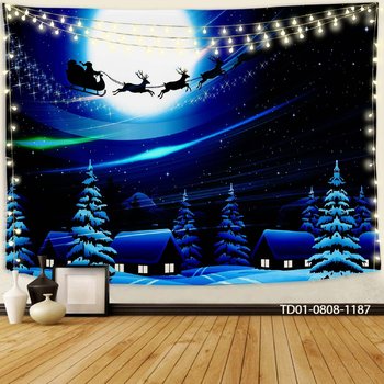 Tranh Vải Treo Tường Trang Trí Ông Già Noel Và Tuần Lộc Mẫu 1