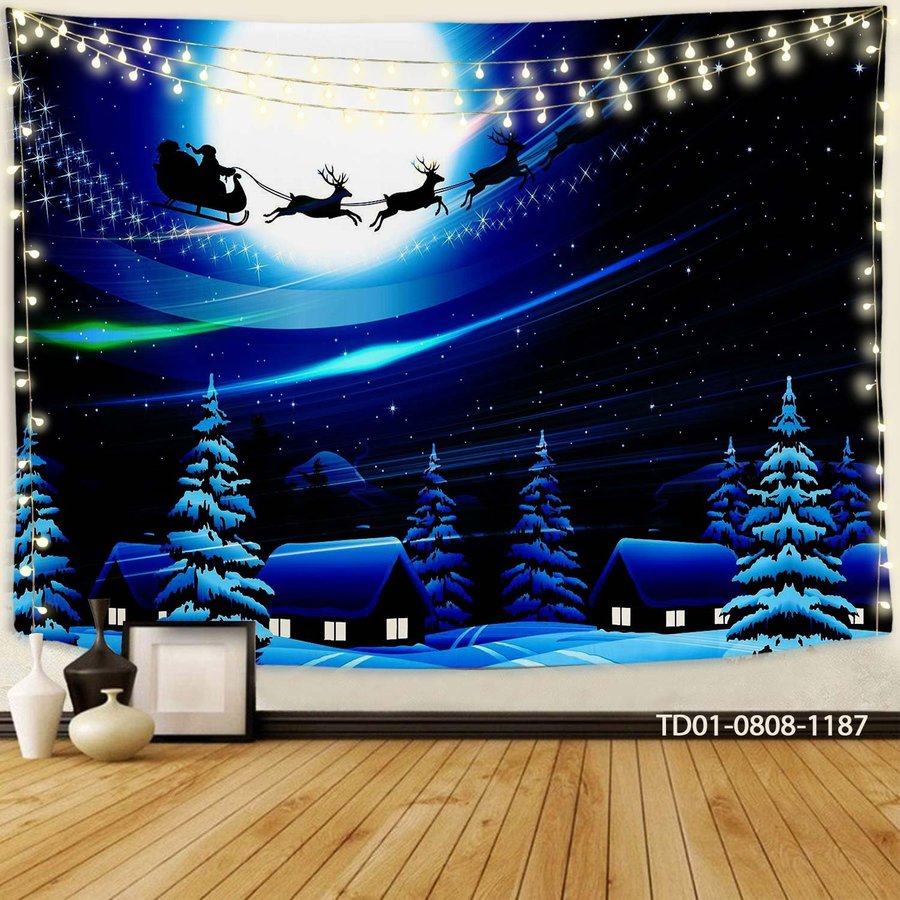 Tranh Vải Treo Tường Trang Trí Ông Già Noel Và Tuần Lộc Mẫu 1