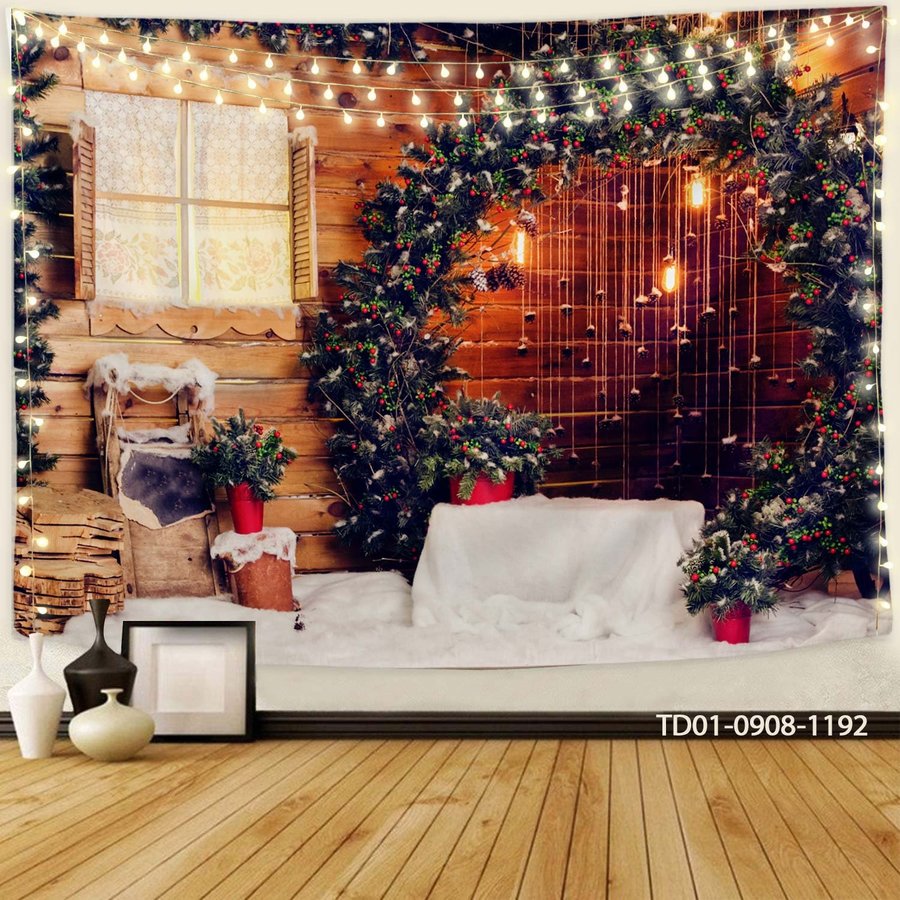 Tranh Vải Treo Tường Trang Trí Noel Vòng Nguyệt Quế Mẫu 10