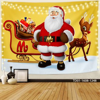 Tranh Vải Treo Tường Trang Trí Noel Xe Tuần Lộc Và Ông Già Noel Mẫu 5