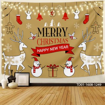 Tranh Vải Treo Tường Trang Trí Noel Merry Christmas & Happy New Year Mẫu 5