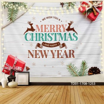 Tranh Vải Treo Tường Trang Trí Noel Merry Christmas & Happy New Year Mẫu 7