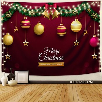 Tranh Vải Treo Tường Trang Trí Noel Merry Christmas & Happy New Year Mẫu 11