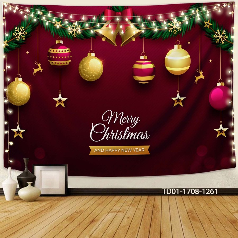 Tranh Vải Treo Tường Trang Trí Noel Merry Christmas & Happy New Year Mẫu 11