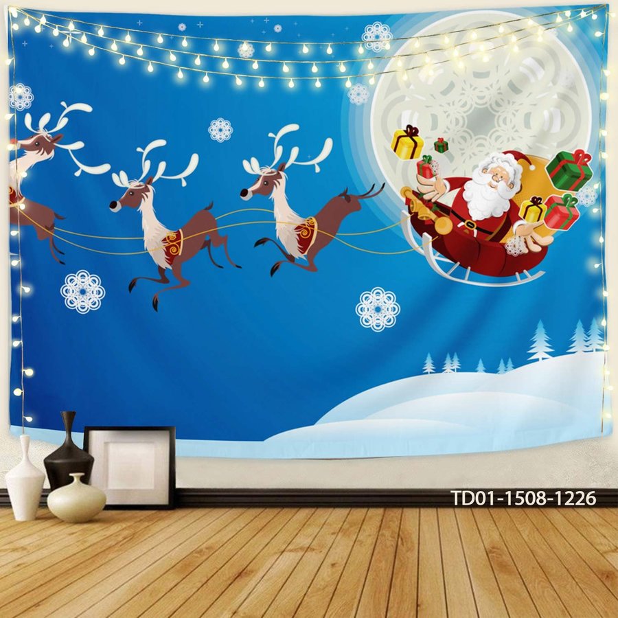 Tranh Vải Treo Tường Trang Trí Ông Già Noel Và Con Tuần Lộc Mẫu 3