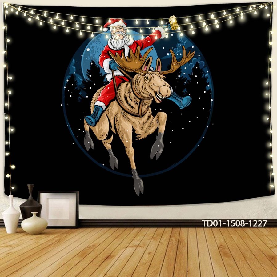 Tranh Vải Treo Tường Trang Trí Ông Già Noel Và Con Tuần Lộc Mẫu 4