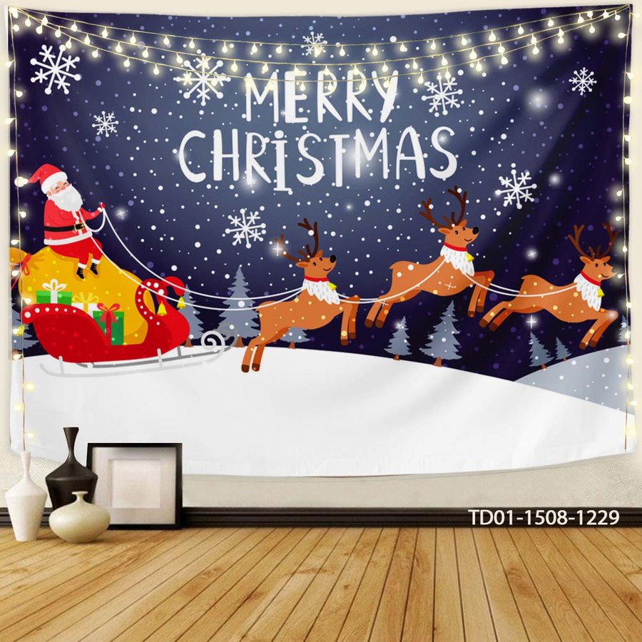 Tranh Vải Treo Tường Trang Trí Ông Già Noel Và Con Tuần Lộc Mẫu 5