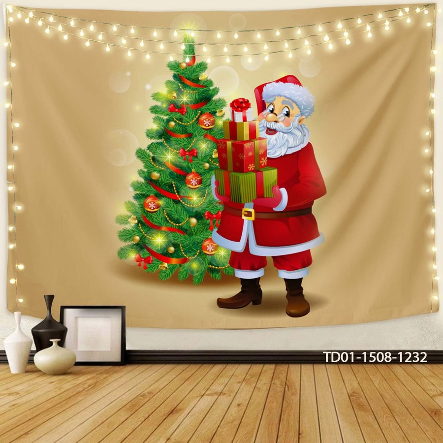 Tranh Vải Treo Tường Trang Trí Ông Già Noel Tặng quà mẫu 5