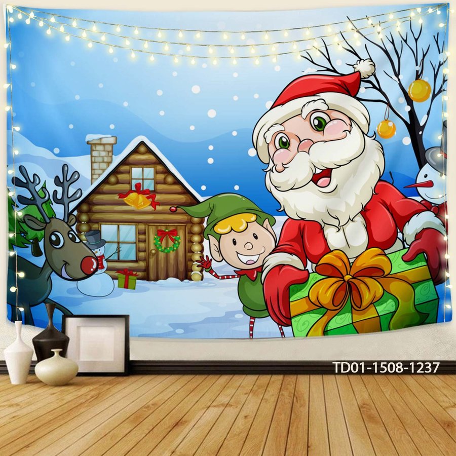 Tranh Vải Treo Tường Trang Trí Ông Già Noel Tặng Quà Mẫu 6