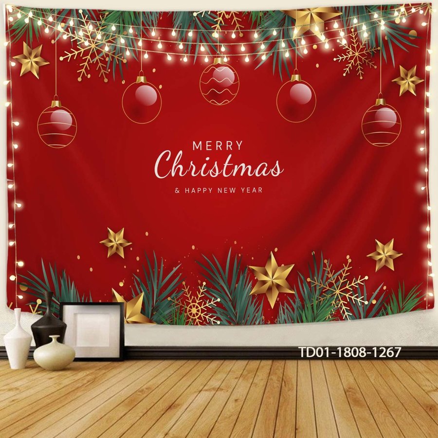 Tranh Vải Treo Tường Trang Trí Noel Merry Christmas & Happy New Year Mẫu 13