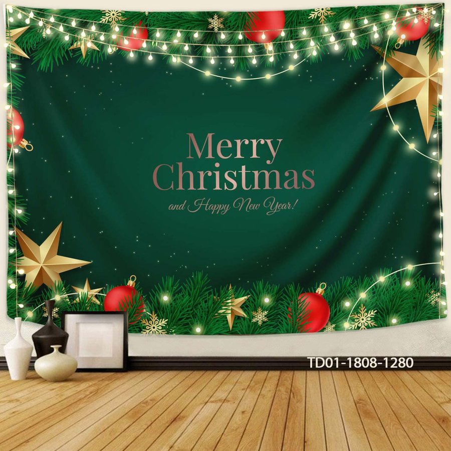 Tranh Vải Treo Tường Trang Trí Noel Merry Christmas & Happy New Year Mẫu 15