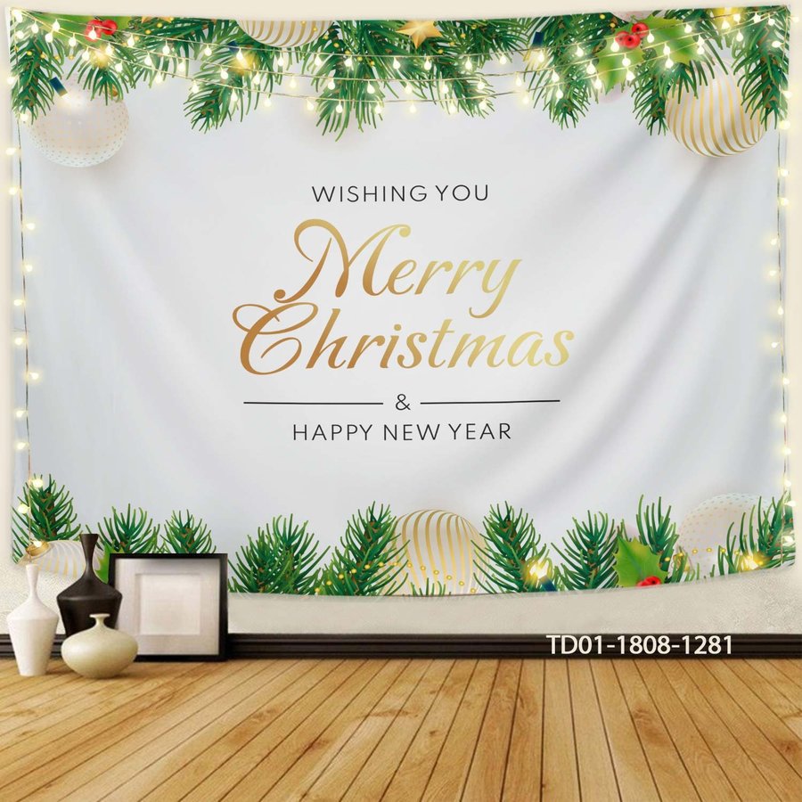 Tranh Vải Treo Tường Trang Trí Noel Merry Christmas & Happy New Year Mẫu 16