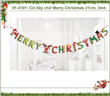 Dây cờ Merry christmas 3m4 cao 24cm trang trí noel