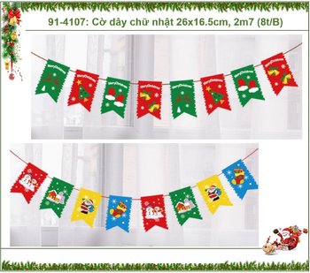 Dây cờ treo giáng sinh họa tiết merry christmas dài 2m7