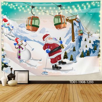 Tranh Vải Treo Tường Trang Trí Noel Ông Già Noel và Người Tuyết Mẫu 4