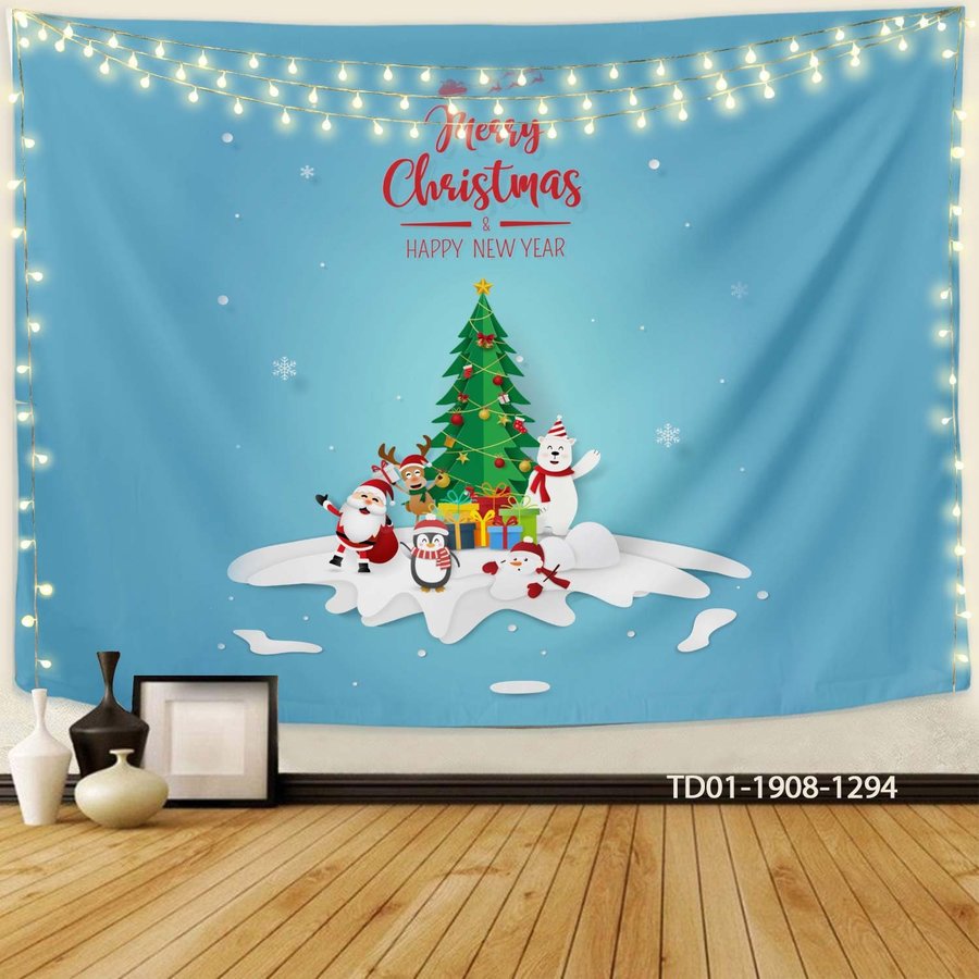 Tranh Vải Treo Tường Trang Trí Noel Merry Christmas & Happy New Year Mẫu 22