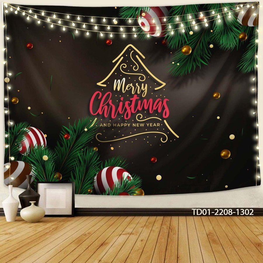 Tranh Vải Treo Tường Trang Trí Noel Merry Christmas & Happy New Year Mẫu 27