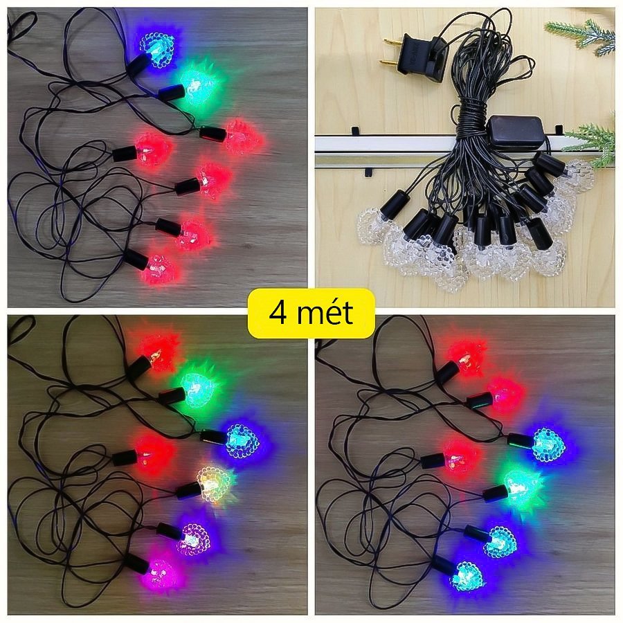 Dây Đèn Led 4m Trang Trí Hình Trái Tim Nhiều Màu