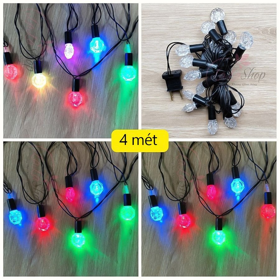 Dây Đèn Led 4m Trang Trí Hình Viên Đá Nhiều Màu
