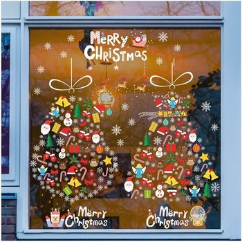 Decal tĩnh điện 2 mặt trang trí noel Cây Thông Sắc Màu