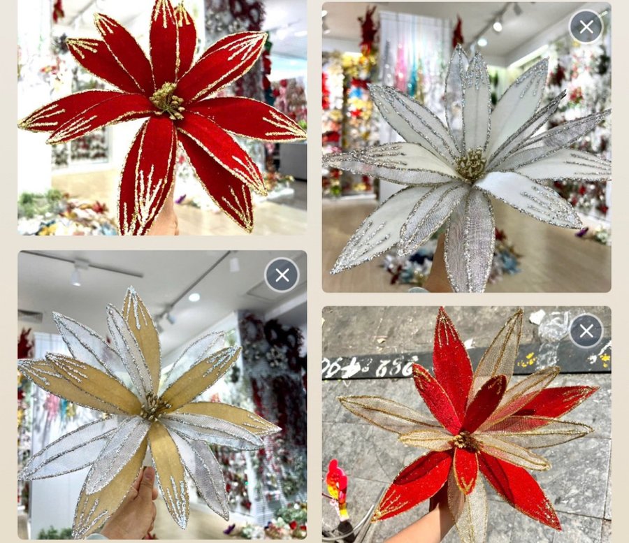 Hoa trạng nguyên lớn vải nhung cao cấp trang trí giáng sinh 4 màu mẫu 060