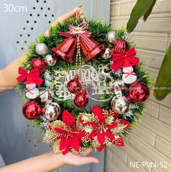 Vòng nguyệt quế trang trí Noel Merry Christmas 15 - 30cm