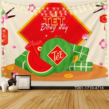 Tranh Vải Treo Tường Trang Trí Tết Đông Đầy