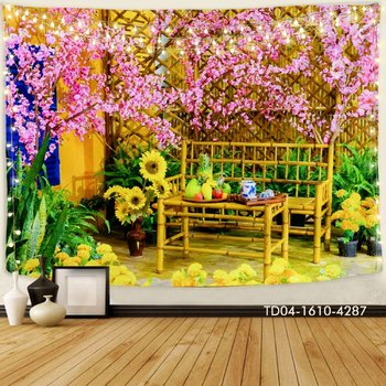 Tranh vải treo tường trang trí tết hoa đào