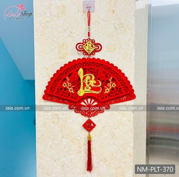 Liễn quạt nhung đỏ chữ Lộc vàng treo cửa trang trí tết 370