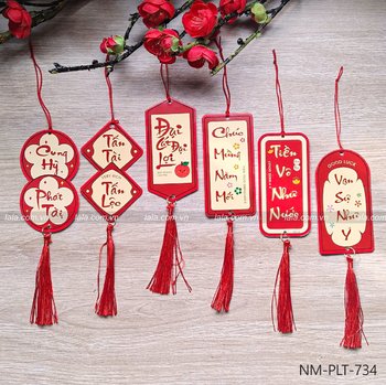 Set 6 Lộc Treo Bảng Chữ Thư Pháp Trang Trí Tết