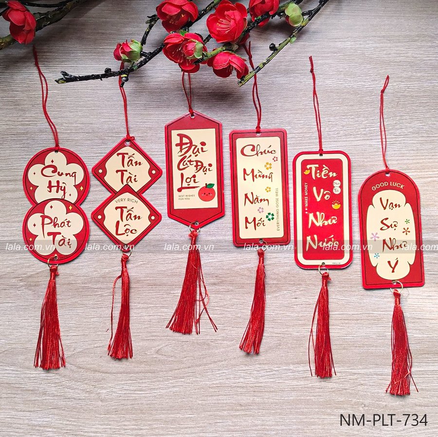 Set 6 Lộc Treo Bảng Chữ Thư Pháp Trang Trí Tết