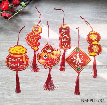 Set 6 Lộc Treo Chữ Thư Pháp Trang Trí Tết Phát Tài Phát Lộc