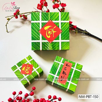 Mô hình bánh chưng giấy bóng cứng chữ thư pháp 2 mặt Tết-Vạn sự như ý trang trí tết