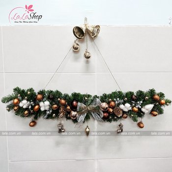 Dây thông 1m full phụ kiện cao cấp treo trang trí noel mẫu 048 - Tặng kèm đèn LED