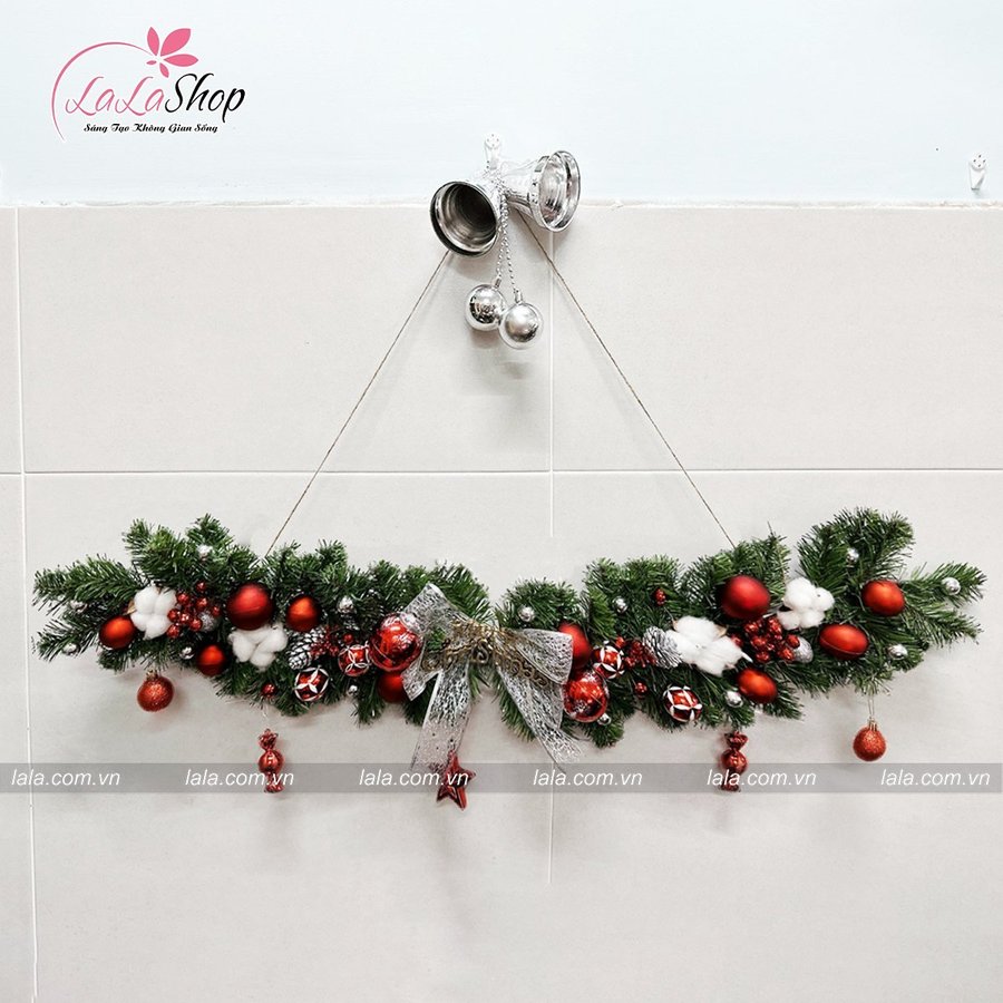 Dây thông 1m full phụ kiện cao cấp treo trang trí noel mẫu 046 - Tặng kèm đèn LED