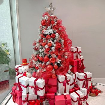 Cây thông noel phủ tuyết A4 cao 2m1 full phụ kiện trang trí giáng sinh mẫu 2