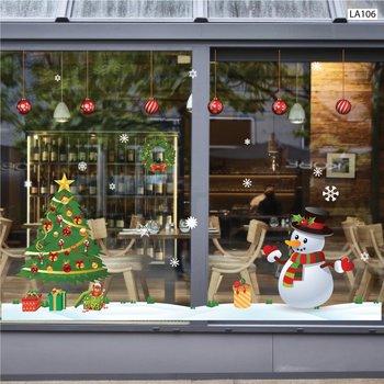 Decal dán tường combo cây thông noel và người tuyết