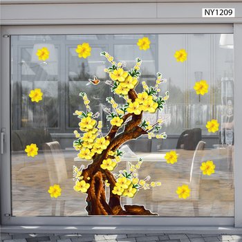 Decal Trang Trí Tết Cây Mai Vàng Phú Quý Mẫu 3