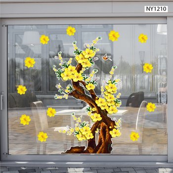 Decal Trang Trí Tết Cây Mai Vàng Phú Quý Mẫu 4
