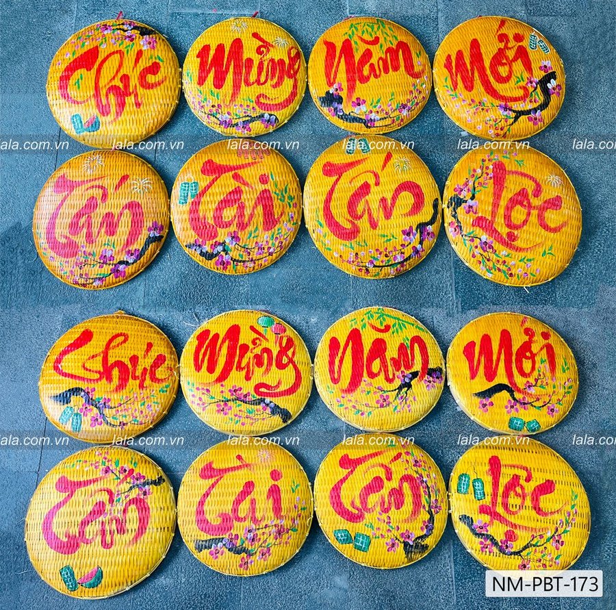 Combo 8 mẹt vàng câu chúc thư pháp Chúc mừng năm mới - Tấn tài tấn lộc