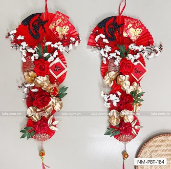 Cặp mẹt quạt đỏ chữ phúc lộc treo trang trí tết mẫu 184