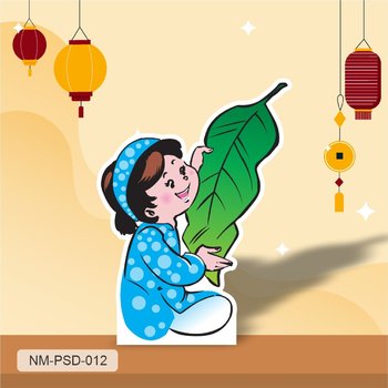Standee Trang Trí Tết Bé Cầm Lá Chuối