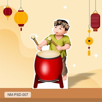 Standee Trang Trí Tết Bé Đánh Trống Chúc Tết