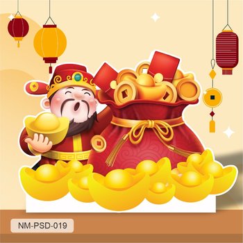 Standee Trang Trí Tết Ông Thần Tài Và Túi Vàng