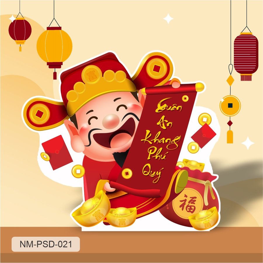 Standee Trang Trí Tết Thần Tài Chúc Xuân An Khang Phú Quý