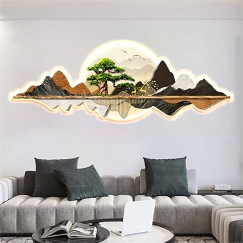 Tranh tráng gương có đèn LED trang trí phòng khách mẫu 278