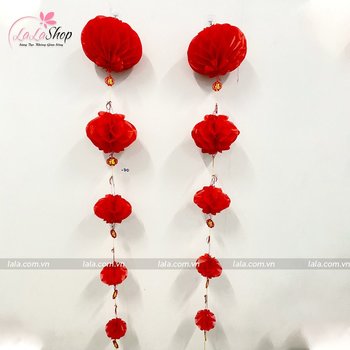 Combo 1 dây lồng đèn xếp đỏ treo trang trí tết