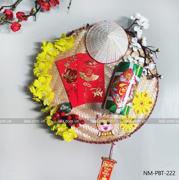 Mẹt tết 45cm chữ phúc bánh tét bao lì xì đỏ trang trí tiểu cảnh đón tết