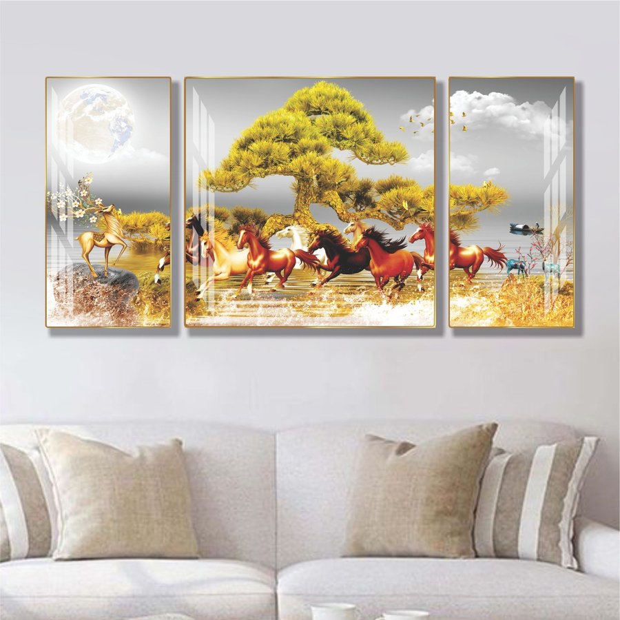 Tranh treo tường phong thủy phòng khách mã đáo thành công mẫu 962